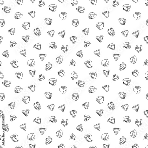 Vector illustration of seamless background with hand drawn buckwheat grain sketch.