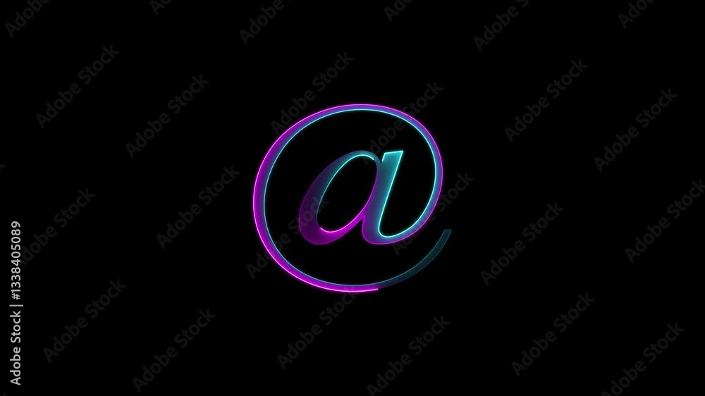 @ animation by blue color neon on black background. At-sign internet technology symbol with waves in black background. E-mail at neon symbol . @ animation by blue color neon on black background. At-sign internet technology symbol with waves in black background. E-mail at neon symbol .