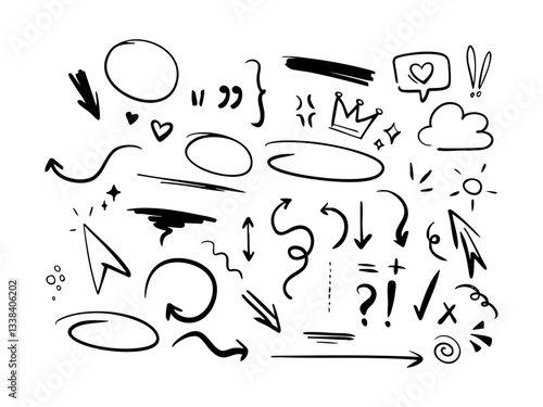 Gribouillages noir et blanc vectoriels