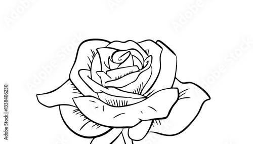 Rose fleur vectorielle noir et blanc