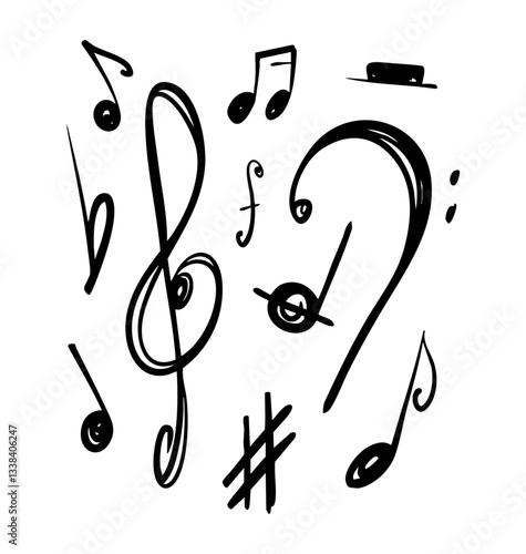 Musique gribouillages vectoriels noir et blanc