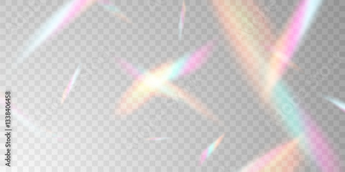 Light effect and zigzag ribbon falling from above on a beam of light, tinsel vector