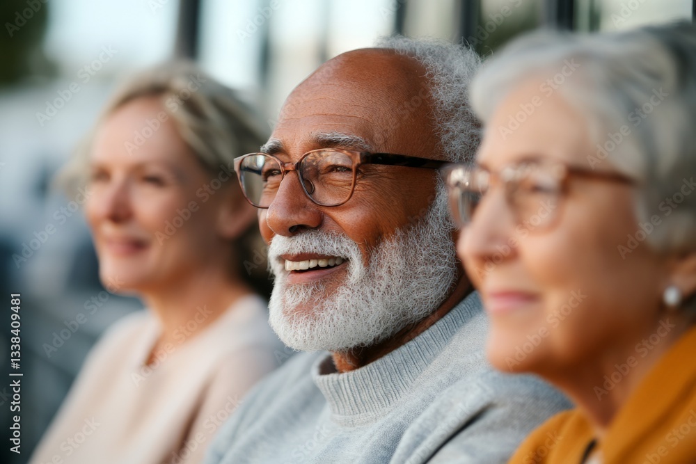 Seniors enjoying a sunny afternoon outdoors while engaging in conversation and sharing smiles