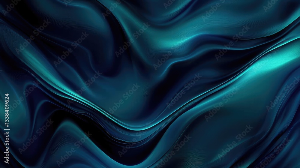Obraz premium Abstract Teal and Blue Fluid Background with Swirling Waves and Patterns for Design Use and Modern Art Illustrations Featuring a Smooth and Shiny Surface with a Metallic and Elegant Feel. For Modern