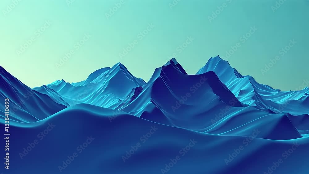Abstract blue mountain landscape with smooth waves under a serene sky, ideal for digital backgrounds Abstract blue mountain landscape with smooth waves under a serene sky, ideal for digital backgrounds