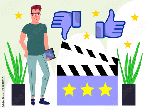 Film Critic Male Concept Illustration Stylish and Beautiful