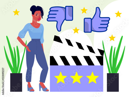 Film Critic Female Concept Illustration Stylish and Beautiful