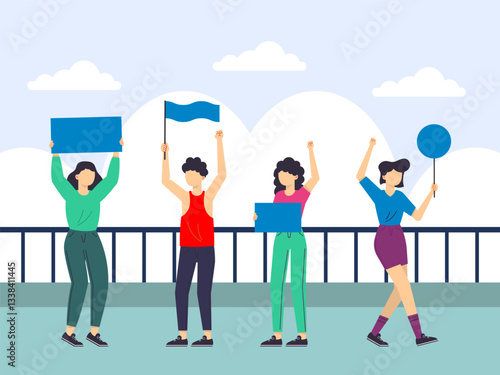 Activist Female Concept Illustration Stylish and Beautiful