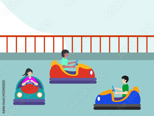 Bumper Cars Concept Illustration Stylish and Beautiful