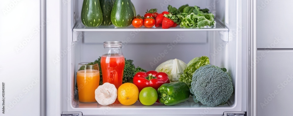 custom made wallpaper toronto digitalFresh and Colorful Fruits and Vegetables Organized Neatly Inside a Modern Fridge Ideal for Healthy Living and Meal Preparation