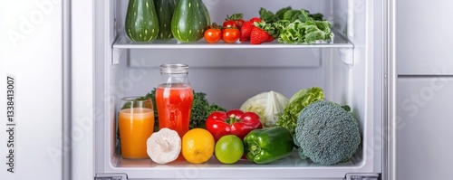 Wallpaper Mural Fresh and Colorful Fruits and Vegetables Organized Neatly Inside a Modern Fridge Ideal for Healthy Living and Meal Preparation Torontodigital.ca