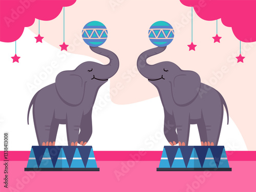 Circus Elephant Concept Illustration Stylish and Beautiful