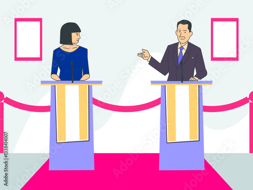 Debate Concept Illustration Stylish and Beautiful