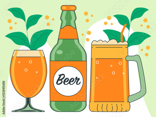 Beer Concept Illustration Stylish and Beautiful