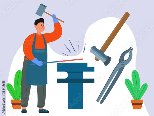 Blacksmith Concept Illustration Stylish and Beautiful