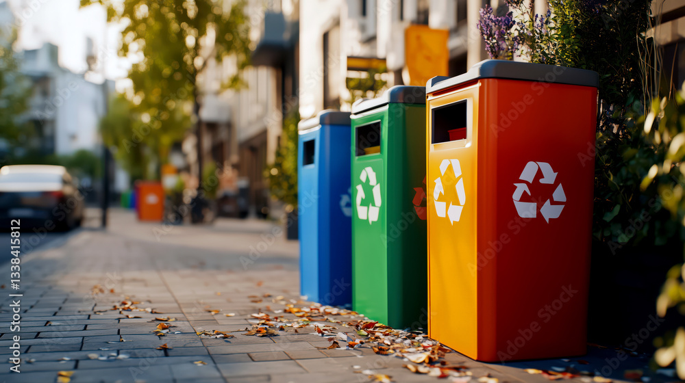 custom made wallpaper toronto digitalRow of recycling bins. Recycling bin in the street. Recycle Environment for green world concept.