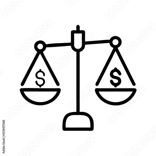 a balance scale with two dollar signs, symbolizing financial decisions and fairness