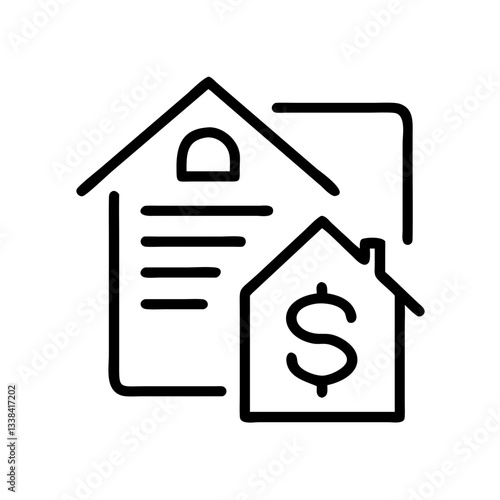 A property with document and price tag indicating purchase, mortgage or deal