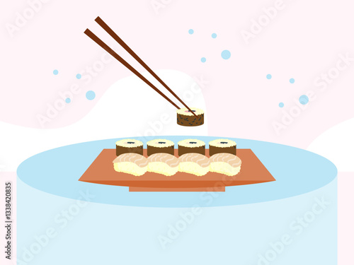 Japanese Food Concept Illustration Stylish and Beautiful