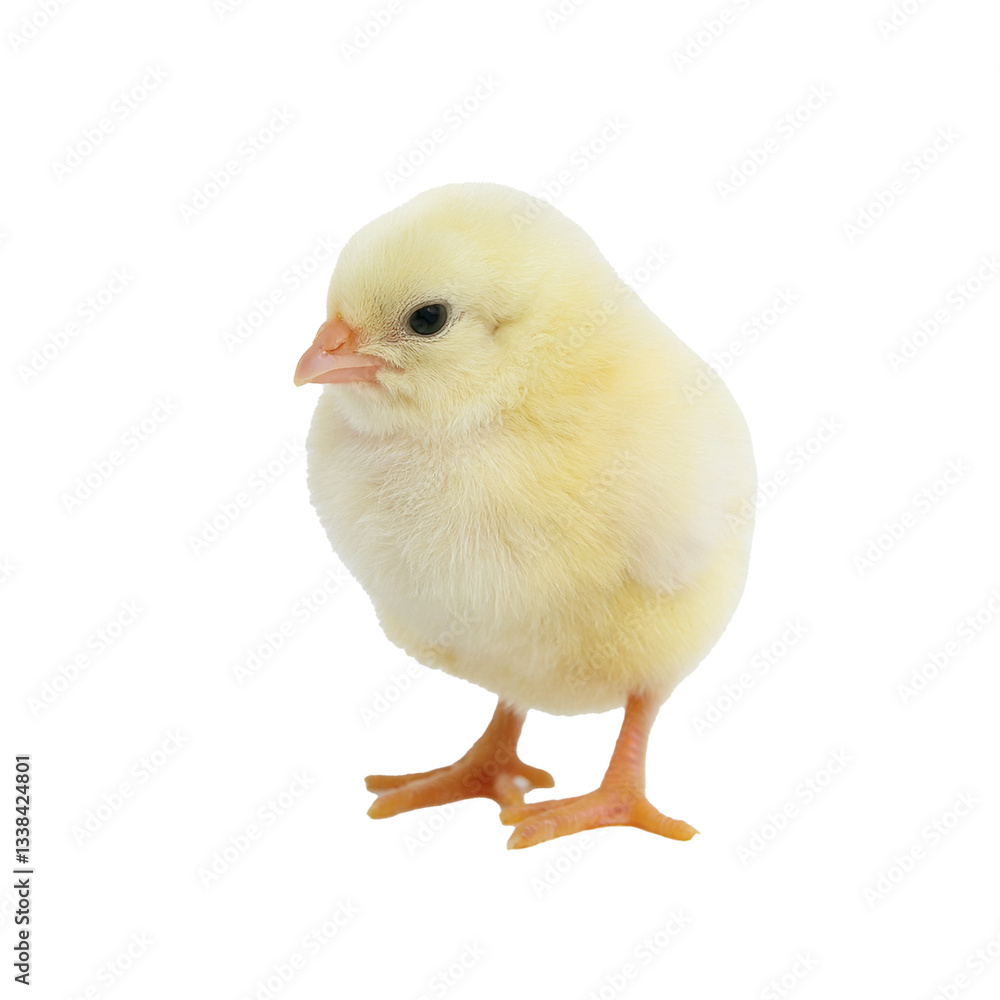 Obraz premium Cute Yellow Chick on White Background