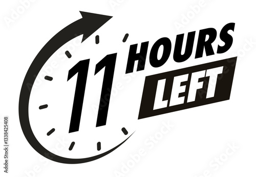 Countdown 11 hours left vector badge for social media post, promotion, promo offer
