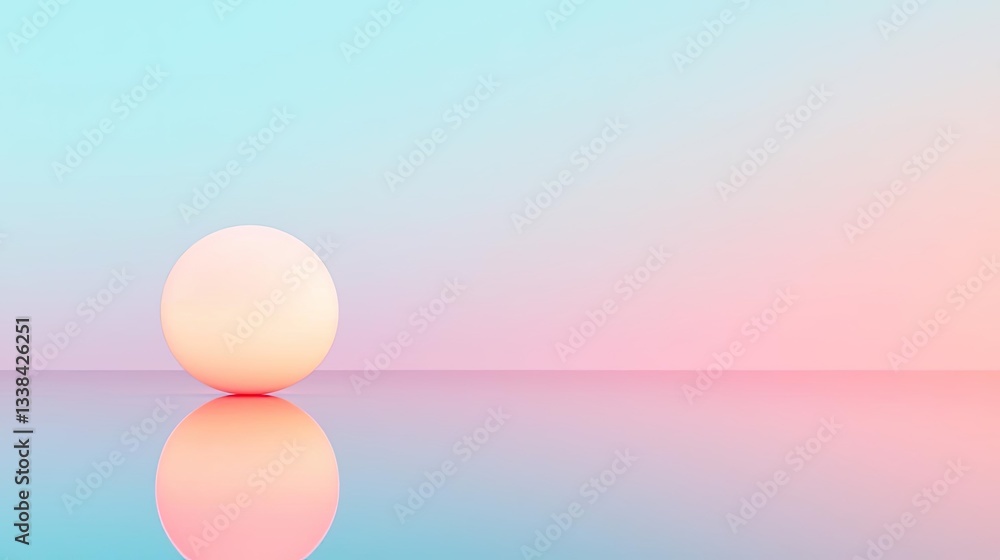 Negative space design abstract background idea. A serene abstract scene featuring a colorful sphere reflecting on a smooth surface. Negative space design abstract background idea. A serene abstract scene featuring a colorful sphere reflecting on a smooth surface.