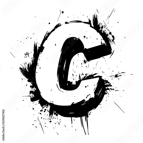 A grunge-style alphabet letter C featuring rough textures, distressed edges, and an artistic worn-out effect. Ideal for vintage designs,
typography projects, branding, and creative digital artwork.