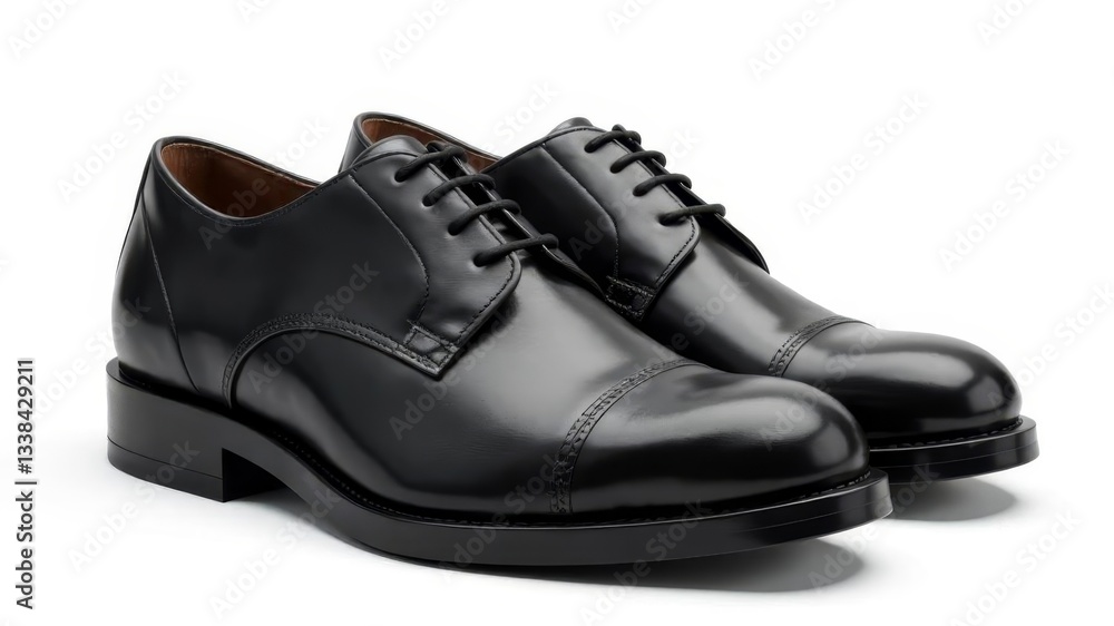 black men's shoes on a white background