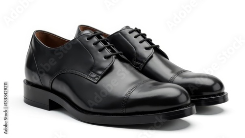 black men's shoes on a white background