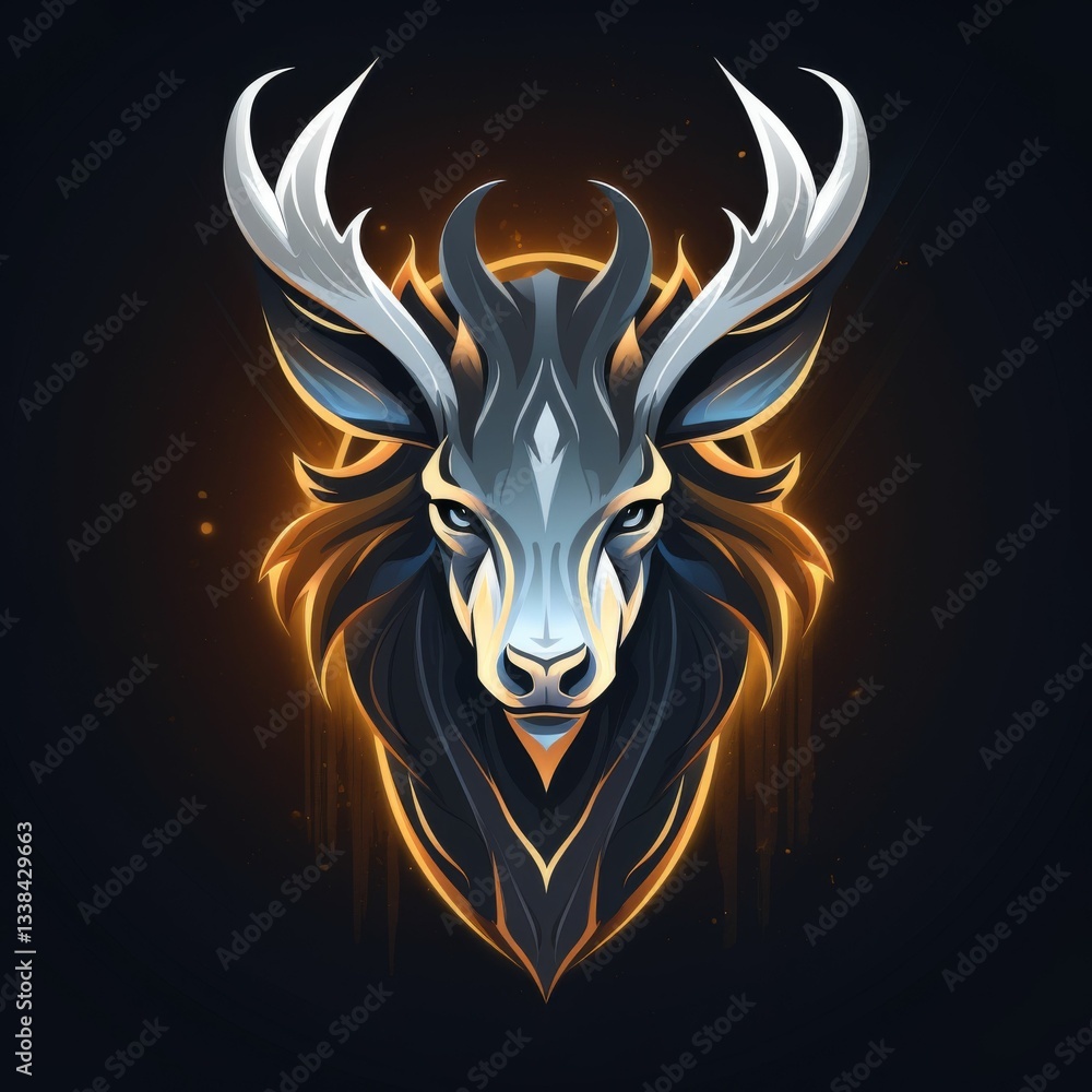A deer head with a golden glow around it A deer head with a golden glow around it