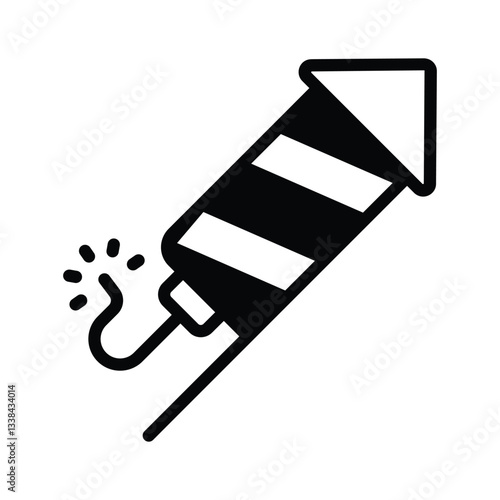 Here is a glyph style icon of firecracker