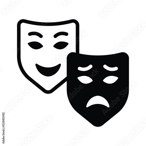 Get a sight of this unique glyph icon of comedy masks