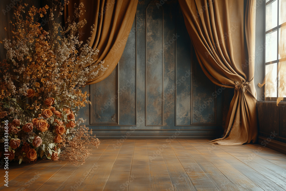 custom made wallpaper toronto digitalMaternity backdrop, wedding backdrop, photography background with delicate flowers and vintage wall.