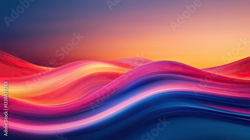 Sunset landscape abstract background concept. Vibrant abstract waves create a mesmerizing gradient of colors in dynamic motion.