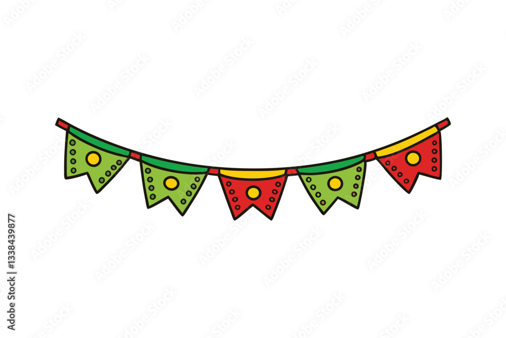 Obraz premium Vector art illustration of a festive papel picado banner.eps
