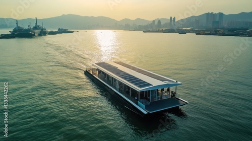 Solar-powered electric ferry transporting passenger