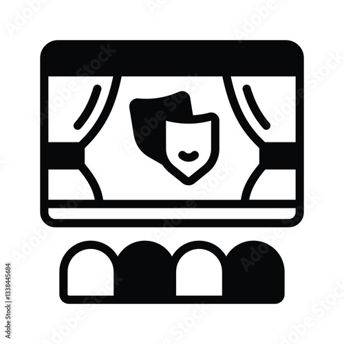 Theatre with comedy masks, icon in glyph style