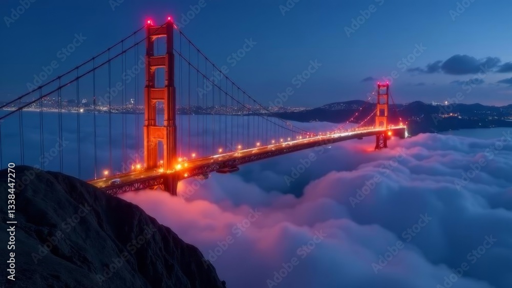 Fototapeta premium bridge in the clouds at night