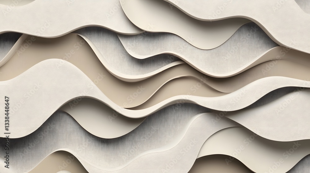 Obraz premium Abstract Wave Pattern Beige and White Design