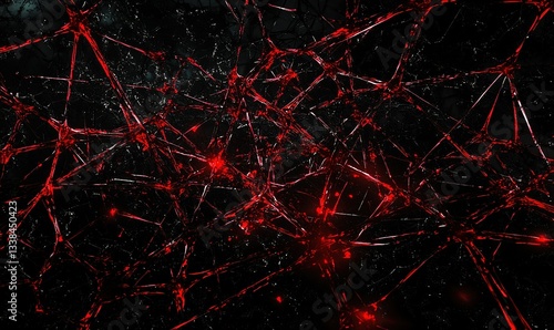 Intricate, red web against a dark background, creating a complex network with subtle lighting, hinting at connectivity