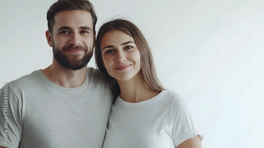 Happy couple smiling and embracing, showing love and affection Happy couple smiling and embracing, showing love and affection