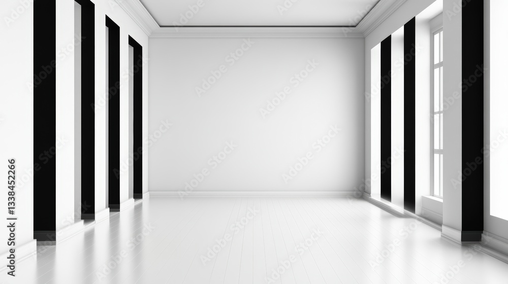 Fototapeta premium Spacious Modern Interior with Bright Lighting and Clean Lines in Minimalist Design Aesthetic