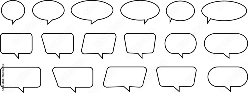 Set of speech bubbles, bubble text, cartoon chatting box, message box. Blank empty vector speech bubbles Set of speech bubbles, bubble text, cartoon chatting box, message box. Blank empty vector speech bubbles