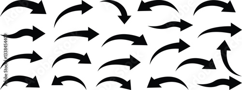 Curved arrow. Simple wavy line curved arrow isolated