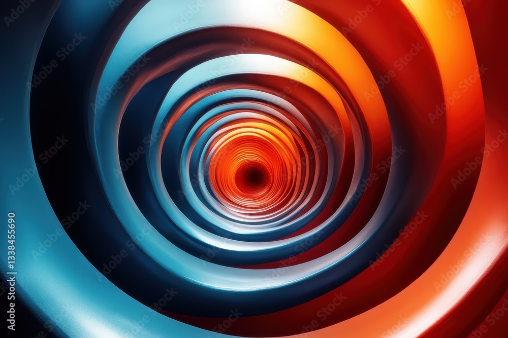 Colorful swirling spiral design with gradients of blue, red, and orange creating a mesmerizing visual effect
