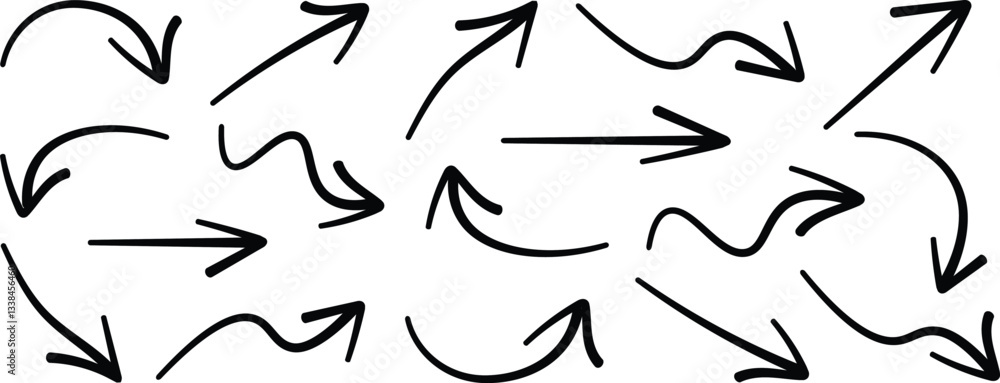 Hand drawn arrow icon. Brush arrow icon Hand drawn arrow icon. Brush arrow icon