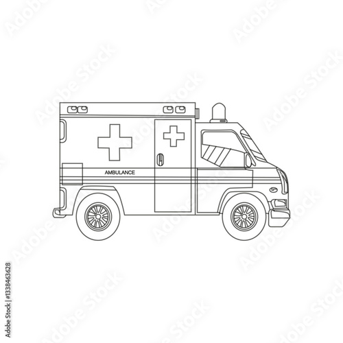 creat a ambulance line art design