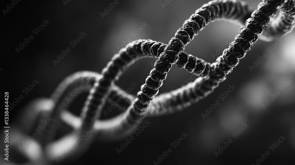 A simple illustration of a single strand of DNA molecule in black and white A simple illustration of a single strand of DNA molecule in black and white