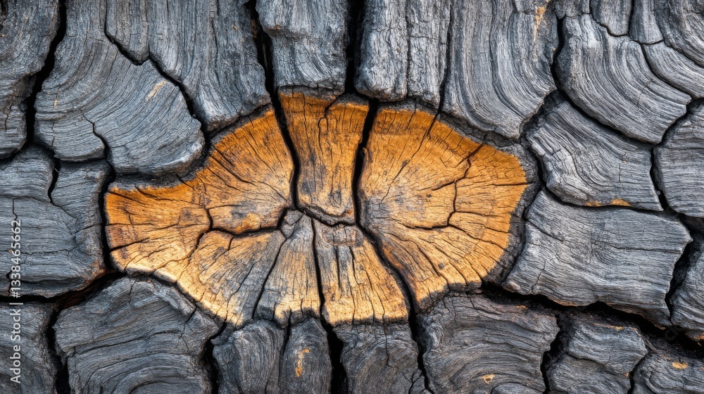Naklejka premium Charred wood reveals contrasting textures and colors
