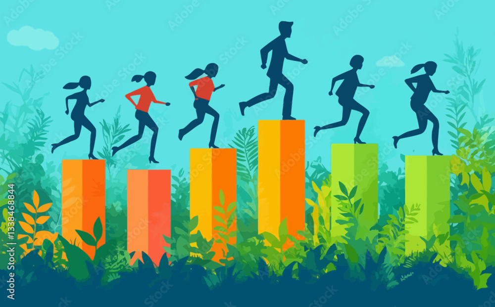 Business Growth Assistance: Manager Supporting Employee Success on Climbing Growth Graph Business Growth Assistance: Manager Supporting Employee Success on Climbing Growth Graph